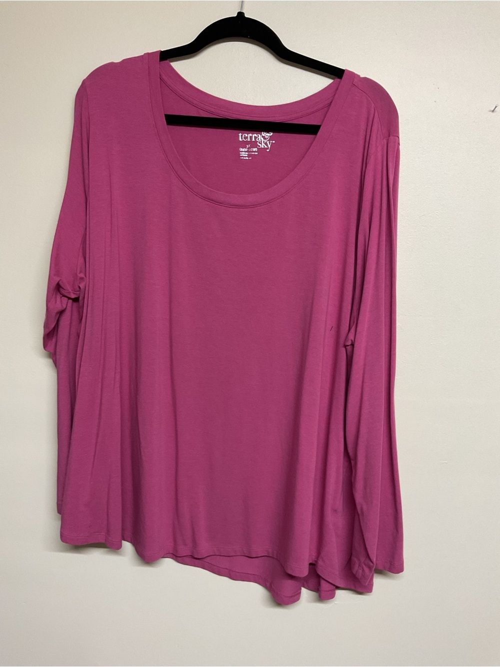 Terra & Sky Long Sleeve Scoop Neck Top - Magenta